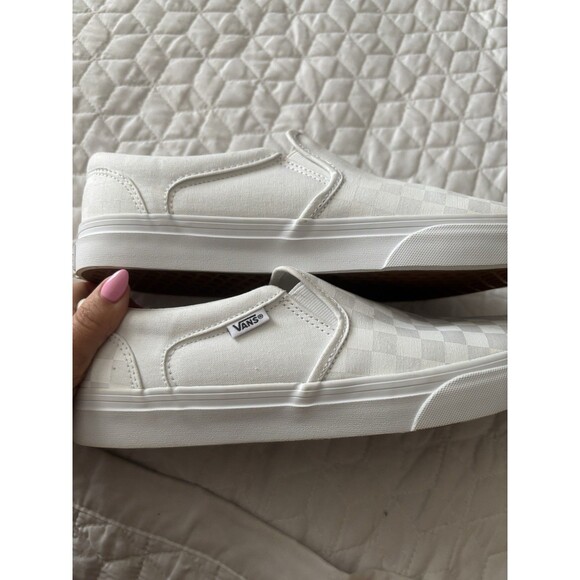 Vans White Checkered Slip-On Sneakers Mens 10.5 - Picture 5 of 10